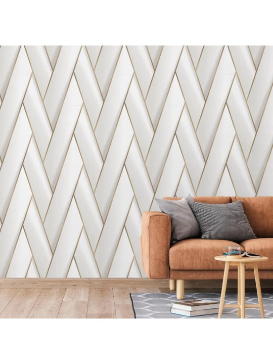 DUTCH WALLCOVERINGS Tapetti Geometric valkoinen ja kulta