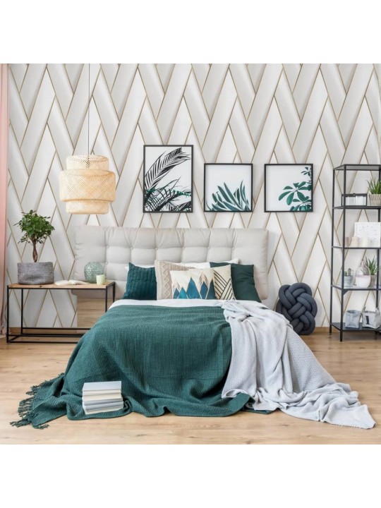 DUTCH WALLCOVERINGS Tapetti Geometric valkoinen ja kulta