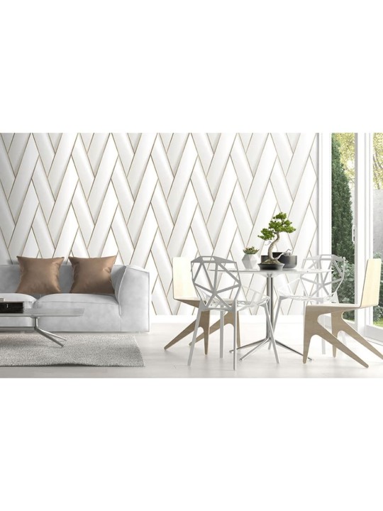 DUTCH WALLCOVERINGS Tapetti Geometric valkoinen ja kulta