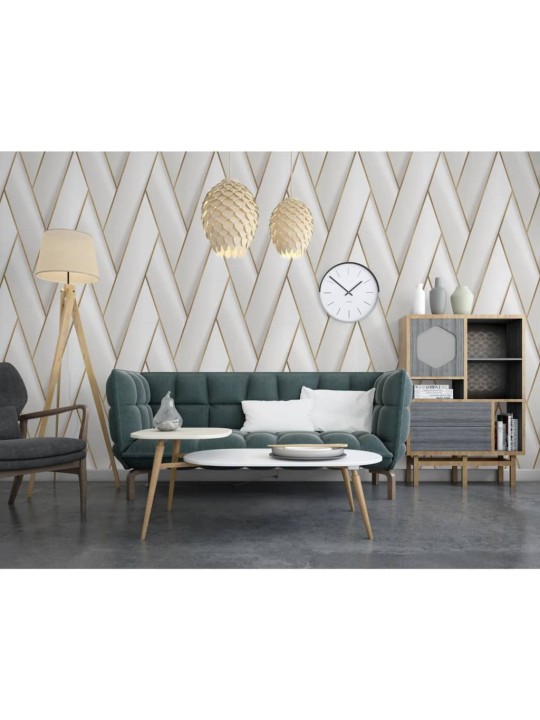 DUTCH WALLCOVERINGS Tapetti Geometric valkoinen ja kulta