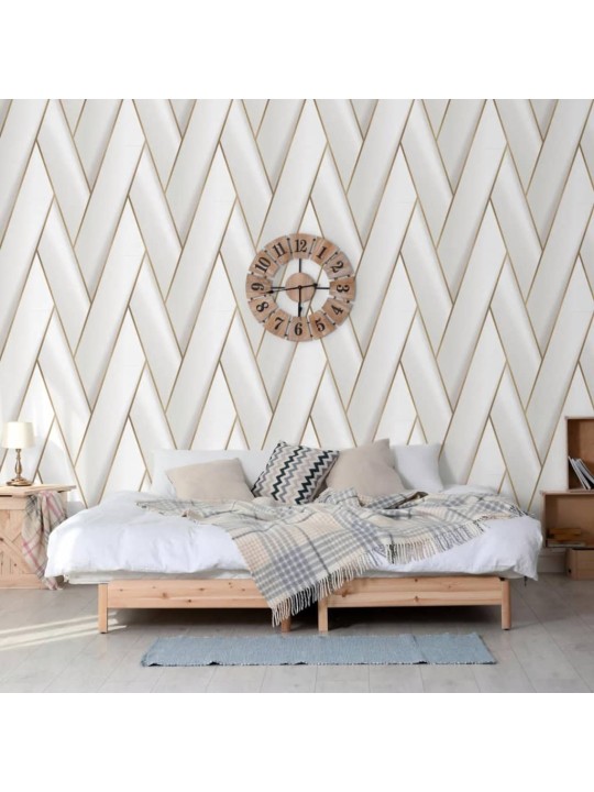 DUTCH WALLCOVERINGS Tapetti Geometric valkoinen ja kulta