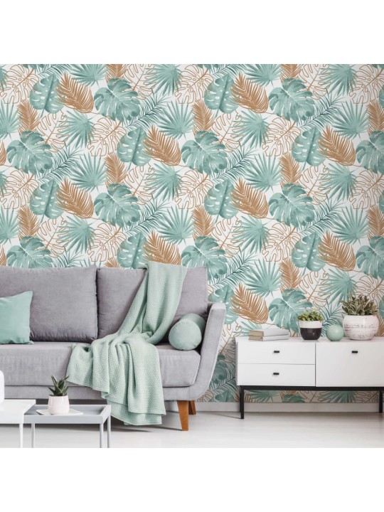 DUTCH WALLCOVERINGS Tapetti peikonlehdet vihreä