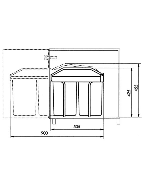 Hailo Roskakori Multi-Box Duo kaappiin koko L 2x14 l kerma