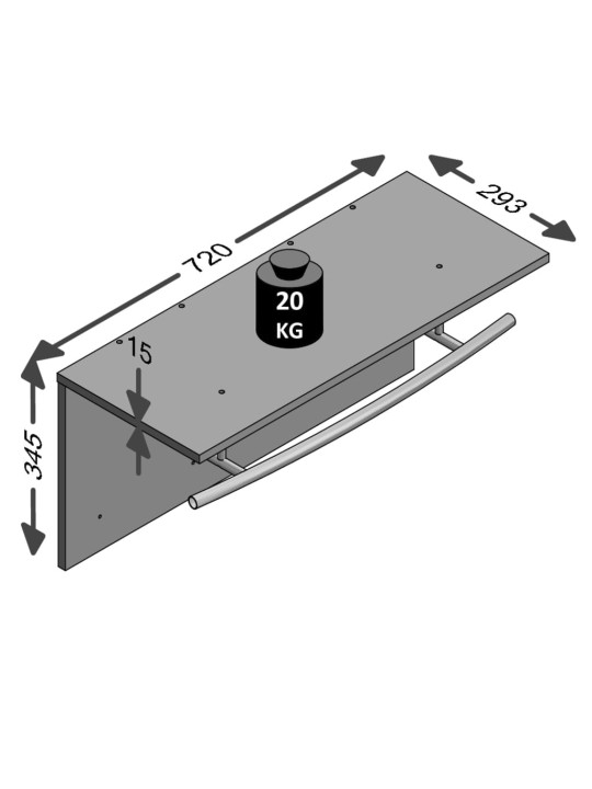FMD Seinäkiinnitettävä vaatenaulakko 72x29,3x34,5 cm betoninharmaa