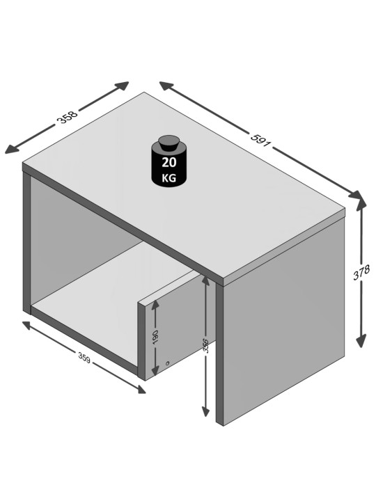 FMD Sohvapöytä 2-in-1 59,1x35,8x37,8 cm valkoinen