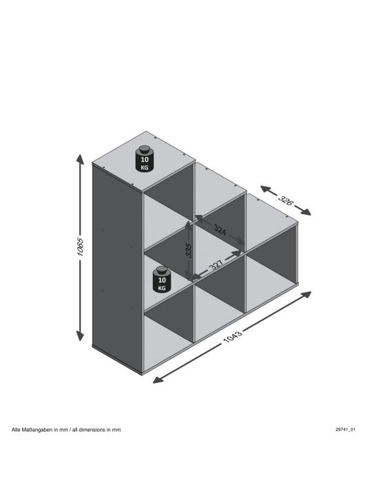 FMD Tilanjakaja 6 lokerolla 104,3x32,6x106,5 hiekkatammi