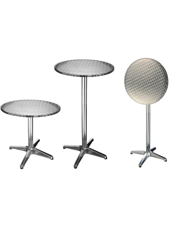 HI Kokoontaittuva bistropöytä alumiini pyöreä 60x60x(58-115) cm
