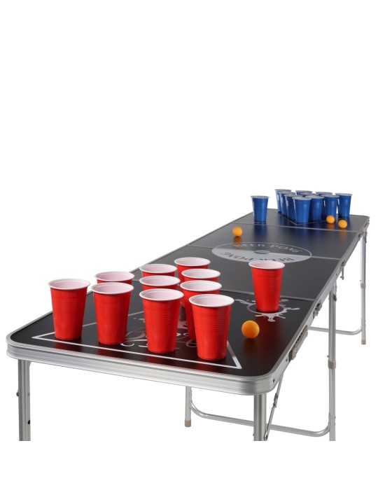 HI Beer Pong pöytä kokoontaittuva ja korkeussäädettävä musta