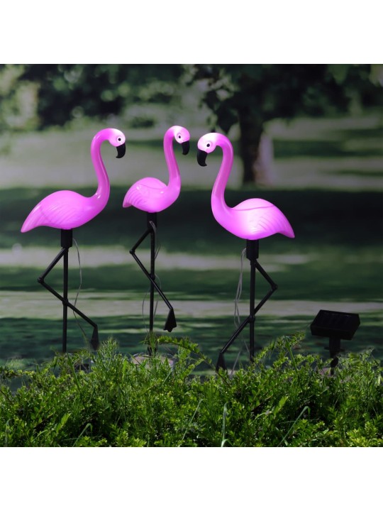 HI Puutarhan aurinkokenno LED valaisin Flamingo 3 kpl