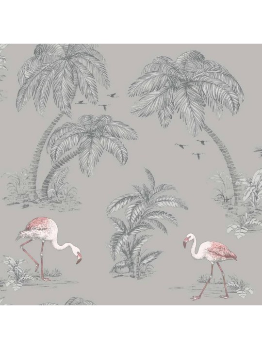 426219 DUTCH WALLCOVERINGS Wallpaper Flamingo Grey