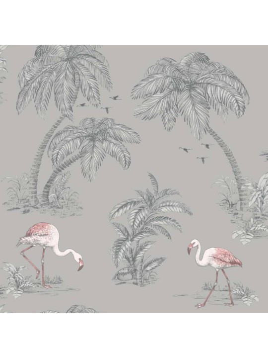 426219 DUTCH WALLCOVERINGS Wallpaper Flamingo Grey