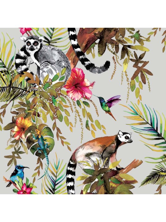 DUTCH WALLCOVERINGS Tapetti lemuri hopea