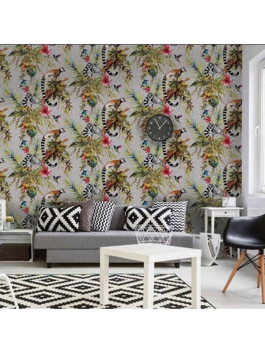 DUTCH WALLCOVERINGS Tapetti lemuri hopea