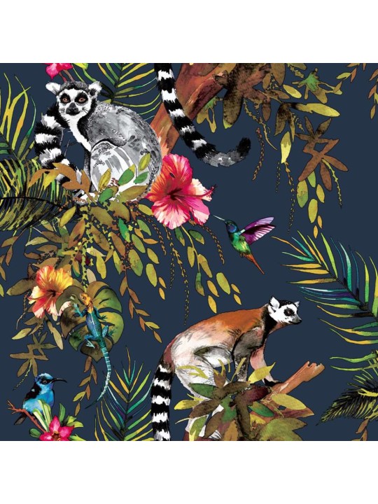 DUTCH WALLCOVERINGS Tapetti lemuri petroolinsininen