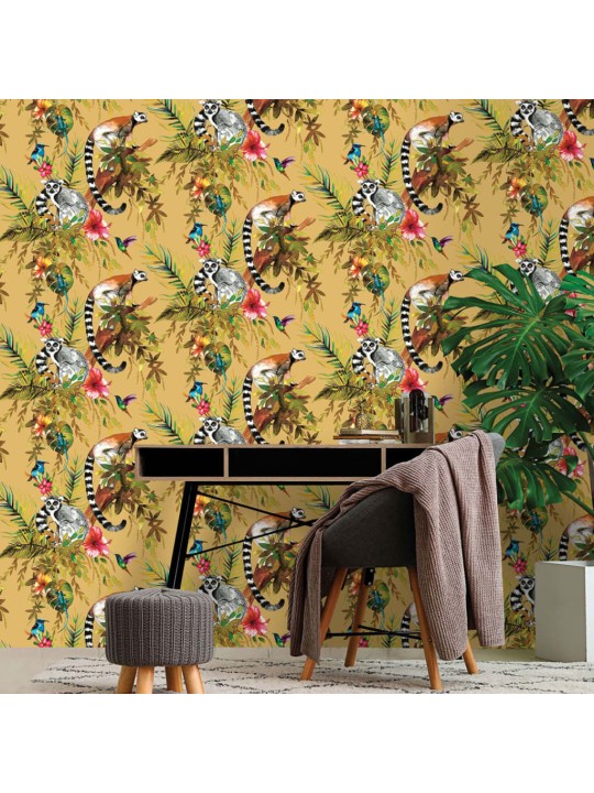 DUTCH WALLCOVERINGS Tapetti Lemur okra