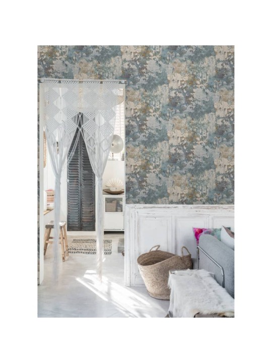 DUTCH WALLCOVERINGS Tapetti betoninharmaa ja vihreä