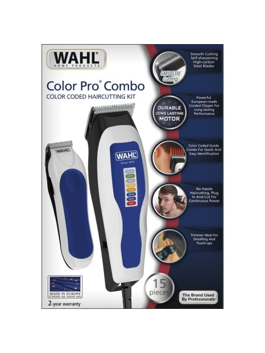 Wahl 15-osainen Hiustenleikkuukone ja trimmeri Color Pro Combo