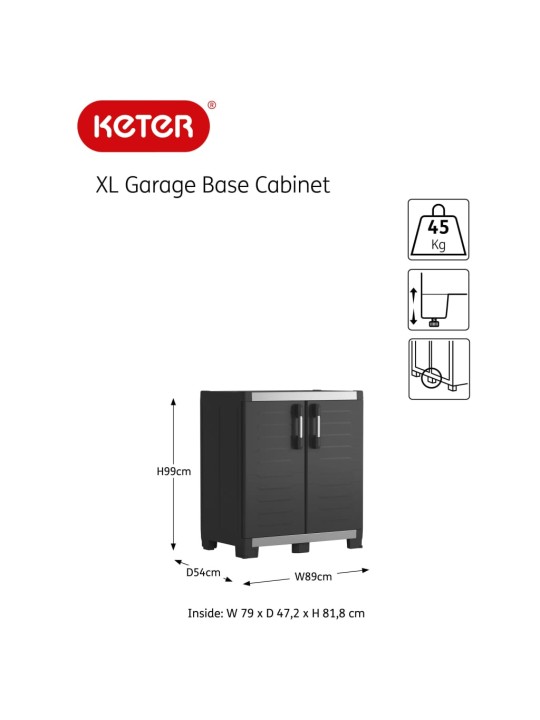 Keter Matala varastokaappi Garage XL musta ja hopea 99 cm