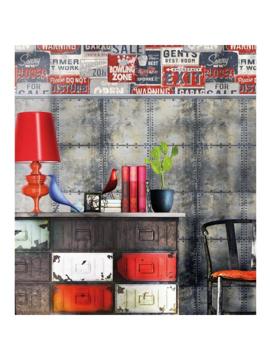 425296 Urban Friends & Coffee Wallpaper Billboards Small Blue and Red