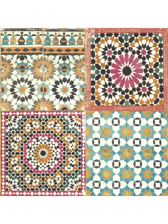 426251 DUTCH WALLCOVERINGS Wallpaper Moroccan Tiles Multicolour