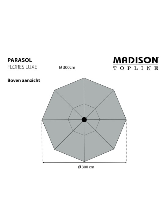 Madison Puutarha-aurinkovarjo Flores Luxe 300 cm pyöreä vaaleanharmaa