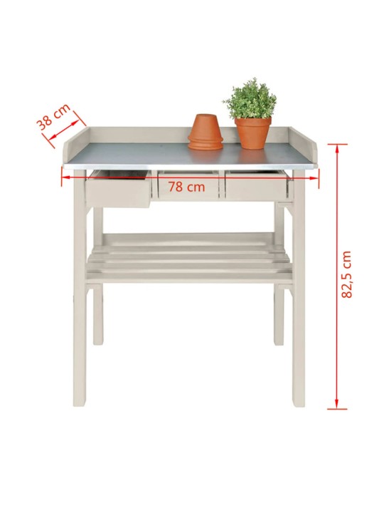 Esschert Design Puutarhan työpöytä valkoinen CF29W