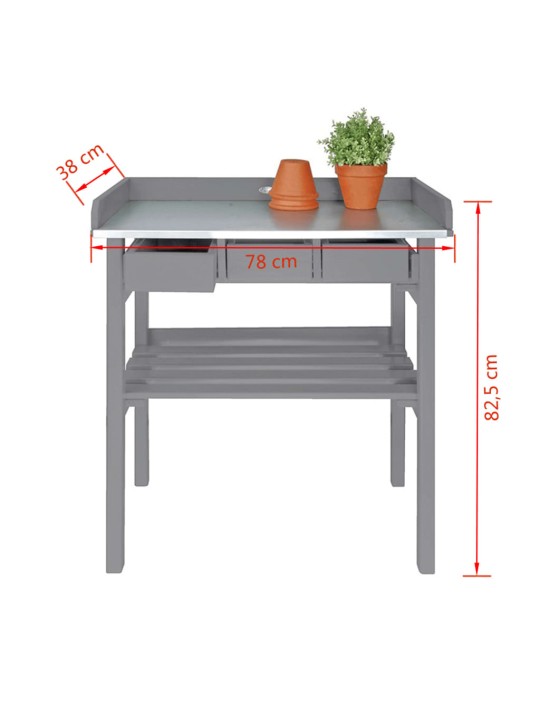 Esschert Design Puutarhan Työpöytä Harmaa CF29G