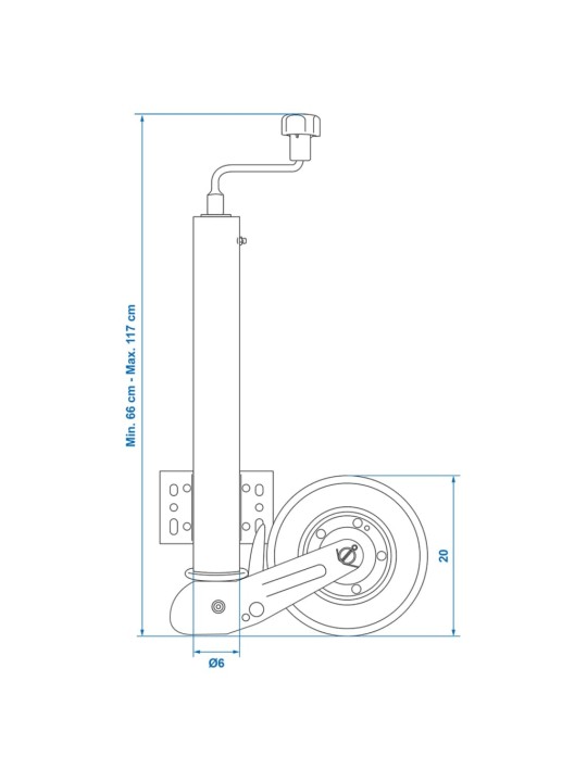 ProPlus Nokkapyörä 60 mm Kestävällä Kumirenkaalla 20 x 6 cm