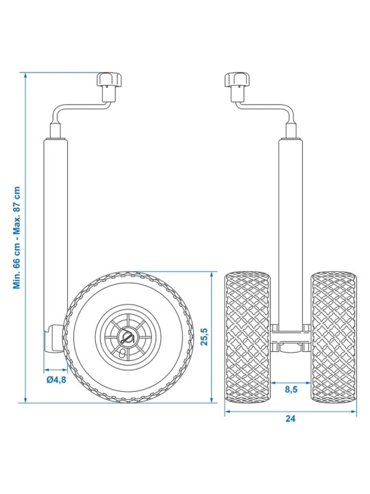 ProPlus Tuplanokkapyörä muovivanteella ja ilmarenkaalla 26x8,5 cm