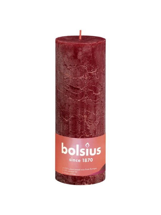 Bolsius Pilarikynttilät Shine 4 kpl rustiikkinen 190x68 mm punainen