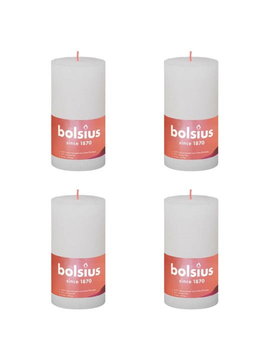 Bolsius Pilarikynttilät Shine 4 kpl 130x68 mm pilvenvalkoinen