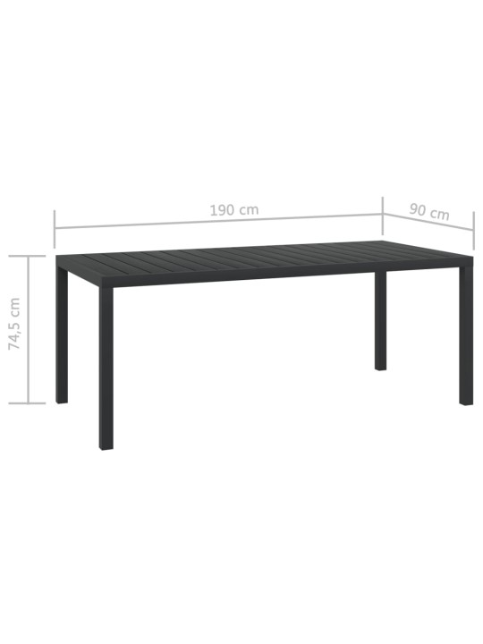 Puutarhapöytä musta 185x90x74 cm alumiini ja WPC