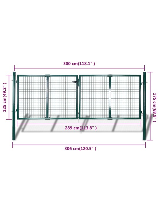 Aitaportti teräs 306x175 cm vihreä