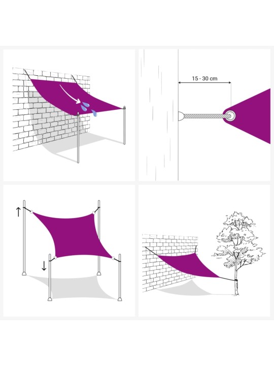 Aurinkopurje HDPE kolmikulmainen 3,6x3,6x3,6 m valkoinen