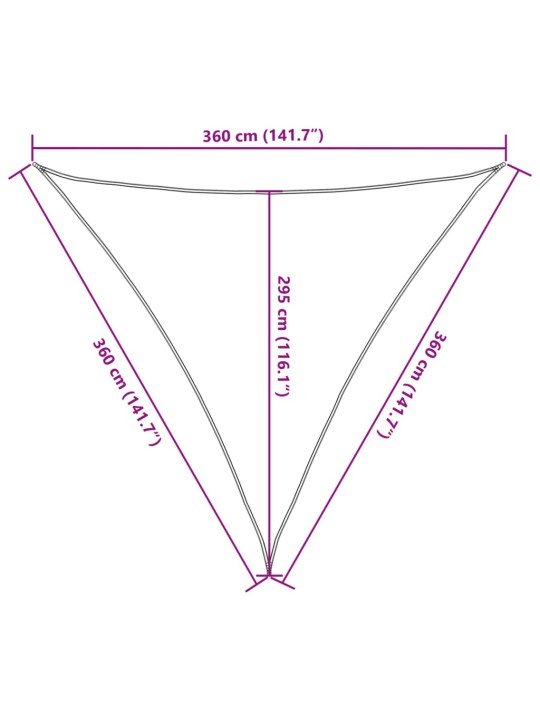 Aurinkopurje HDPE kolmikulmainen 3,6x3,6x3,6 m valkoinen