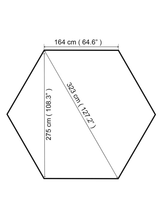 Puutarhakatos/paviljonki kuusikulmio 323x265 cm beige