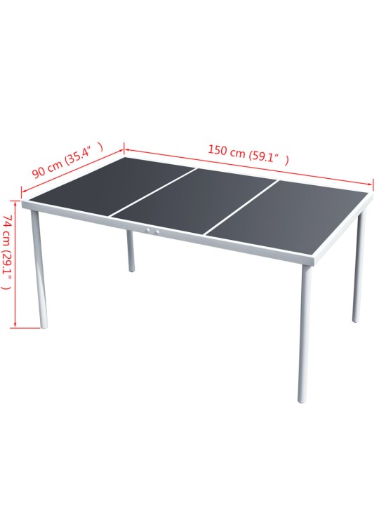 Puutarhapöytä 150x90x74 cm musta teräs