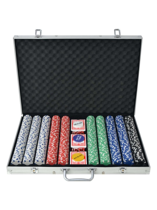 Pokerisarja, jossa 1000 Pelimerkkiä Alumiini