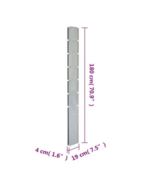 Kivikori aitatolppa hopea 180 cm galvanoitu teräs