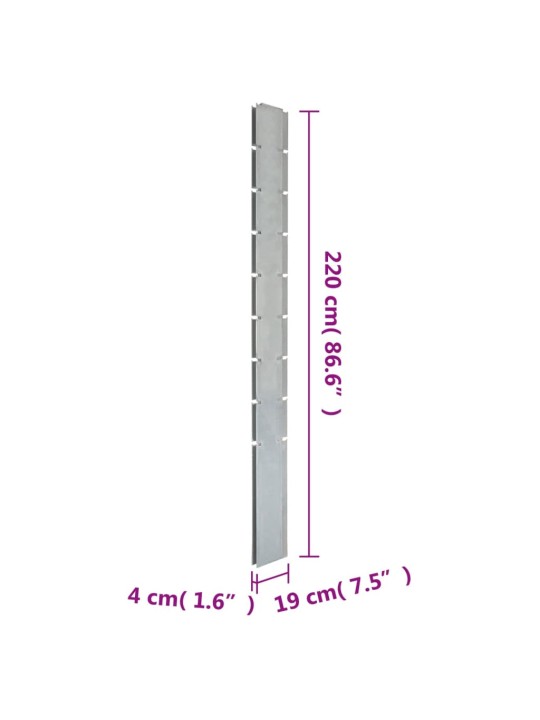 Kivikori aitatolppa hopea 220 cm galvanoitu teräs