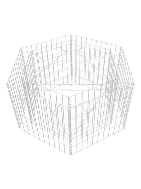 Korotettu kuusikulmainen gabion-/kivikorikehys 100x90x50 cm