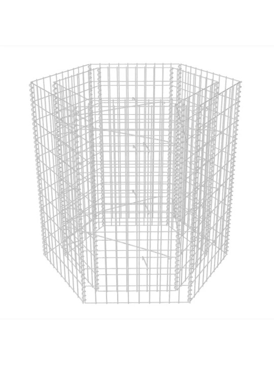 Korotettu kuusikulmainen gabion-/kivikorikehys 100x90x100 cm