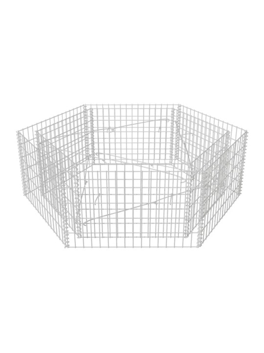 Korotettu kuusikulmainen gabion-/kivikorikehys 160x140x50 cm