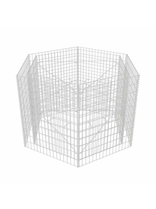 Korotettu kuusikulmainen gabion-/kivikorikehys 160x140x100 cm
