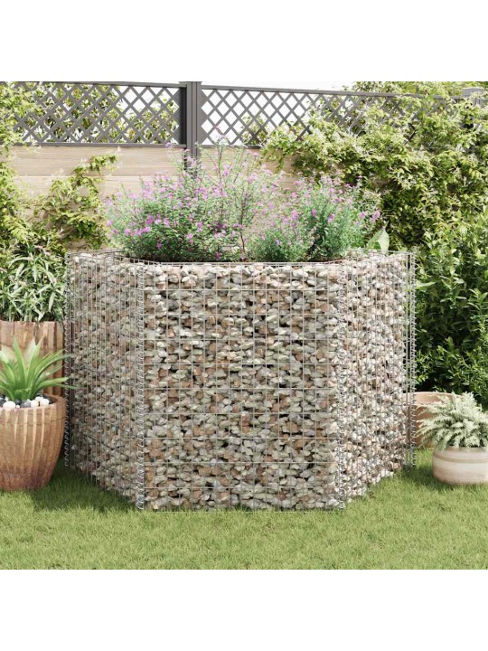 Korotettu kuusikulmainen gabion-/kivikorikehys 160x140x100 cm