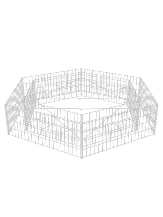 Korotettu kuusikulmainen gabion-/kivikorikehys 200x173x40 cm