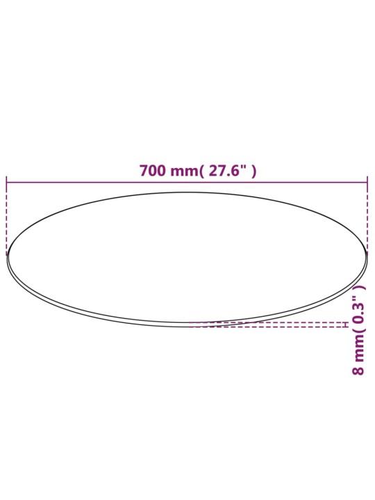 Pöytälevy Karkaistu Lasi Pyöreä 700 mm