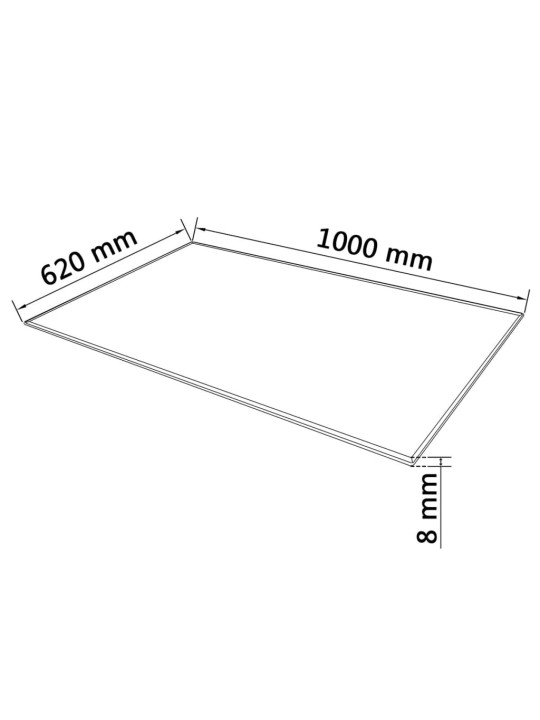 Pöytälevy Karkaistu Lasi Suorakaide 1000x620 mm