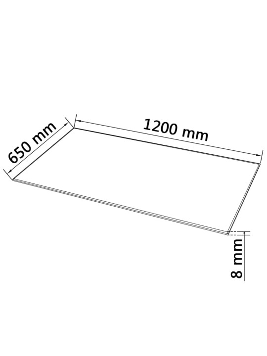 Pöytälevy Karkaistu Lasi Suorakaide 1200x650 mm