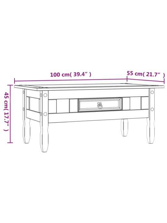 Sohvapöytä Meksikon mänty Corona-sarja 100x55x45 cm